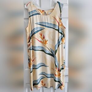 Guy Harvey XL Dress By Aeco Blue Water Silk Tropical Floral Sleeveless